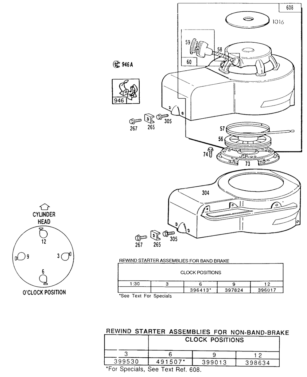 Blower Hsgs,rewind Diagram and Parts List for 111707-3052-XX  Briggs and Stratton Engine